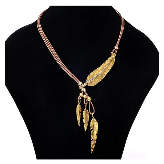 Bohemian Fashion Feather Pattern Necklace