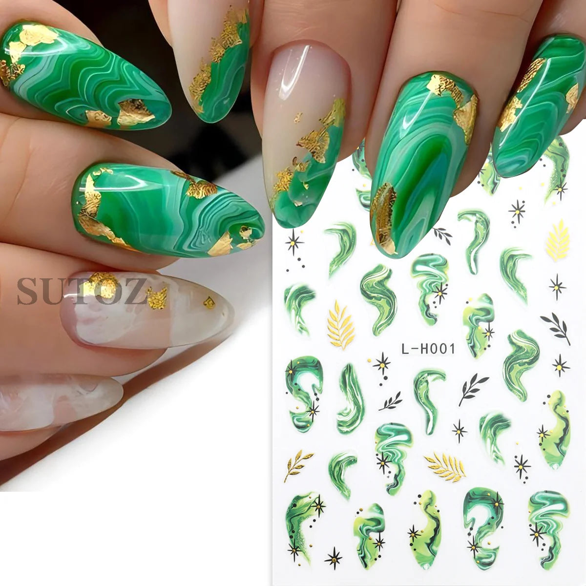 Luxurious Ocean Marble Flow Nail Stickers