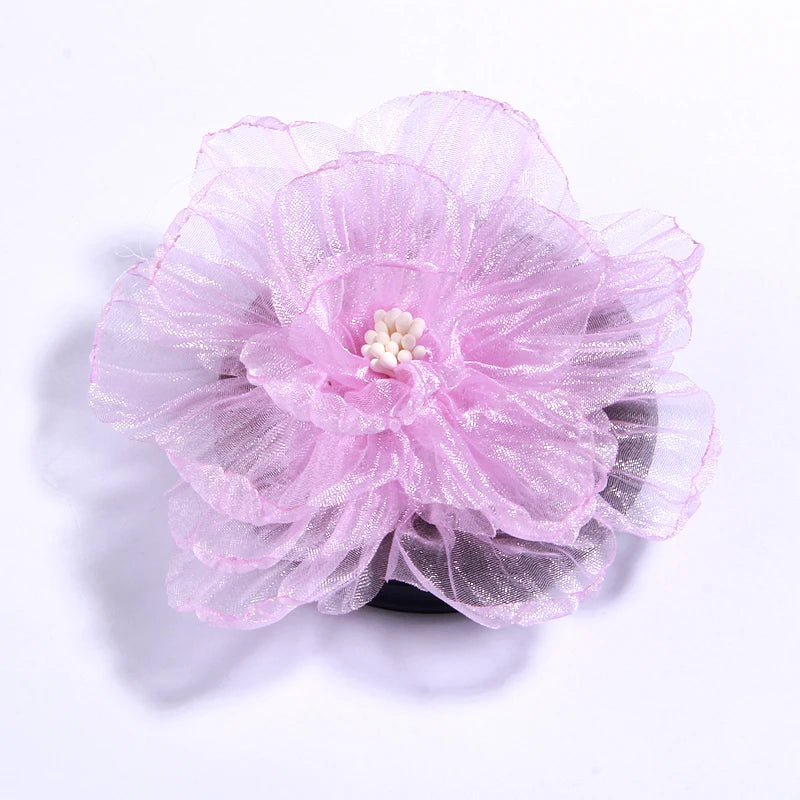 10Pcs Light Violet Chiffon Artificial Flowers