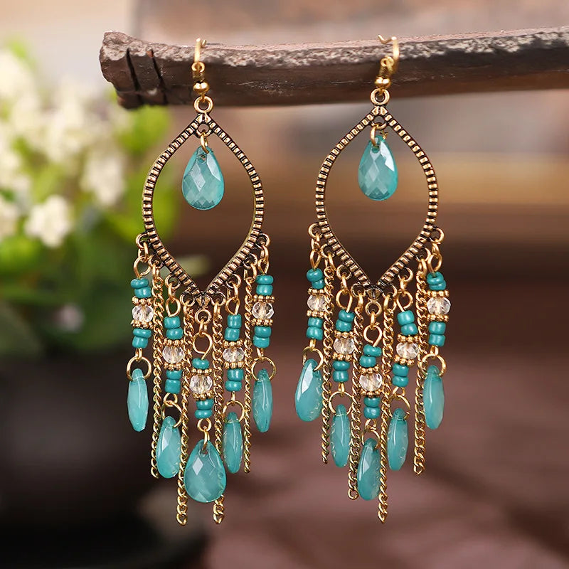 Bohemian Long Water Drop Earrings