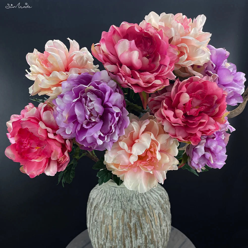 Vintage Large Silk Peony Flowers