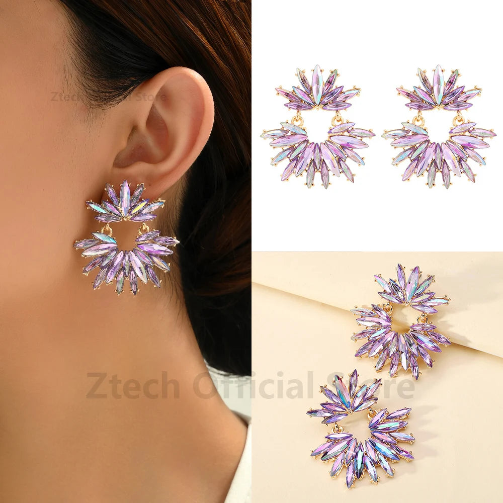 Luxury Geometric Rhinestone Earrings