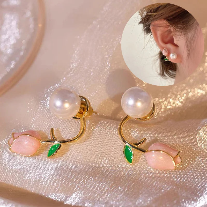 Tulip Pearl Stud Earrings