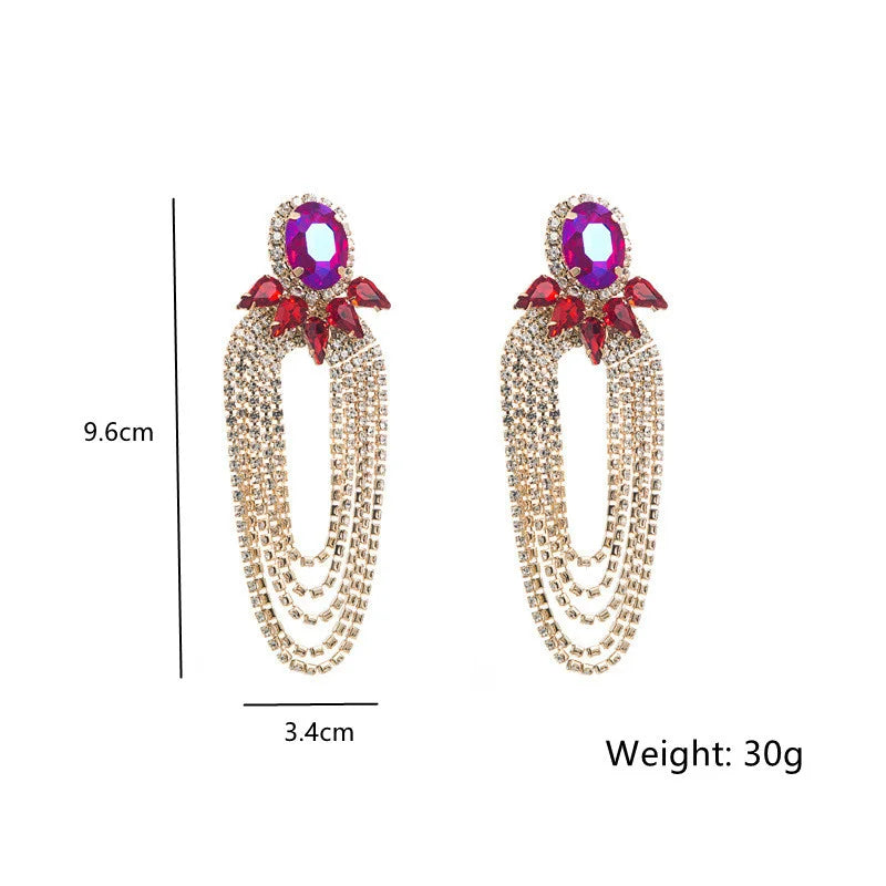 Crystal Tassel Drop Earrings