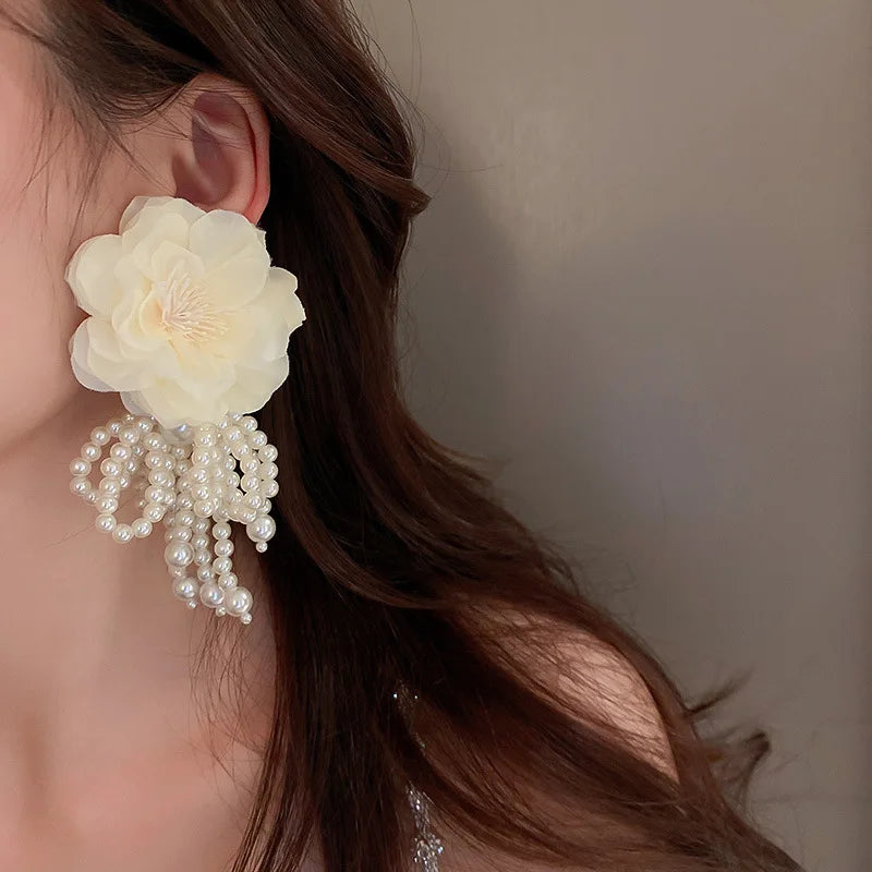 Giant Bohemian Silk Flower Earrings