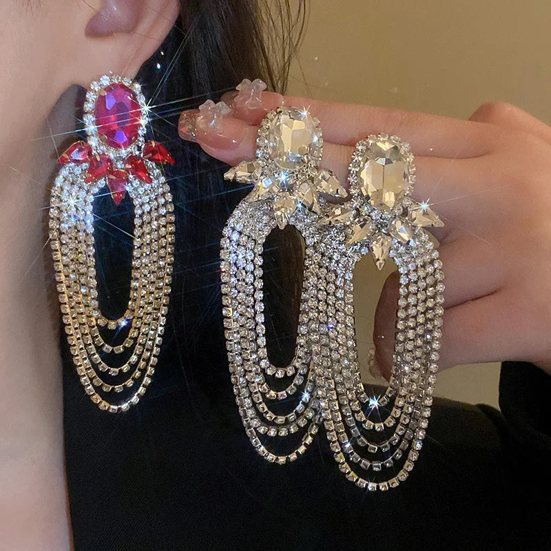 Crystal Tassel Drop Earrings