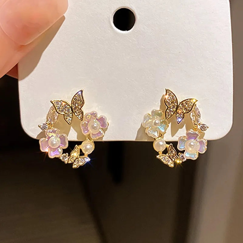 Exquisite Flower Crystal Earrings