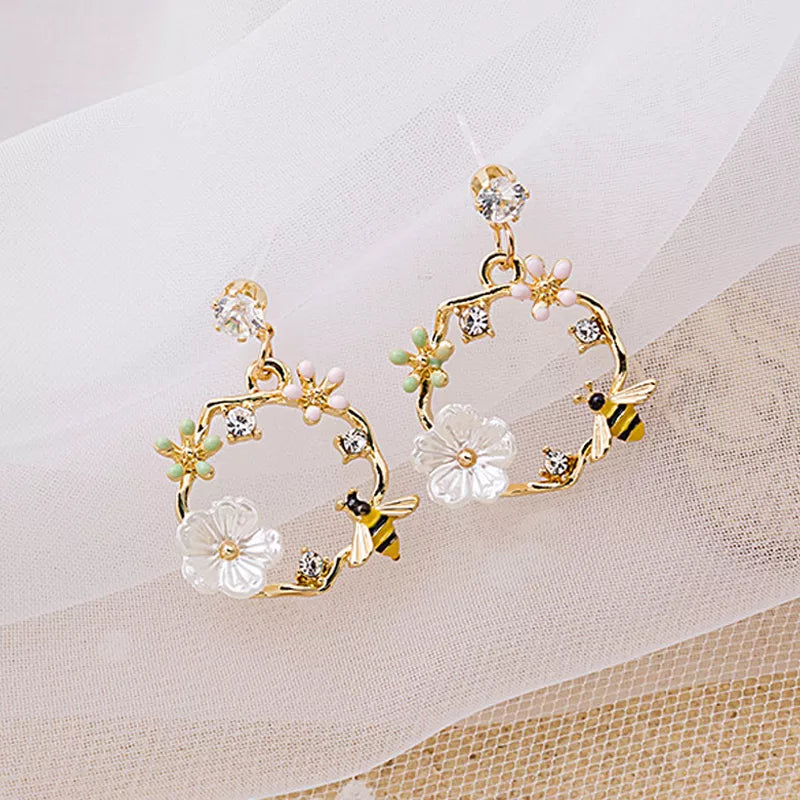 Beautiful Flower Wreath Earrings